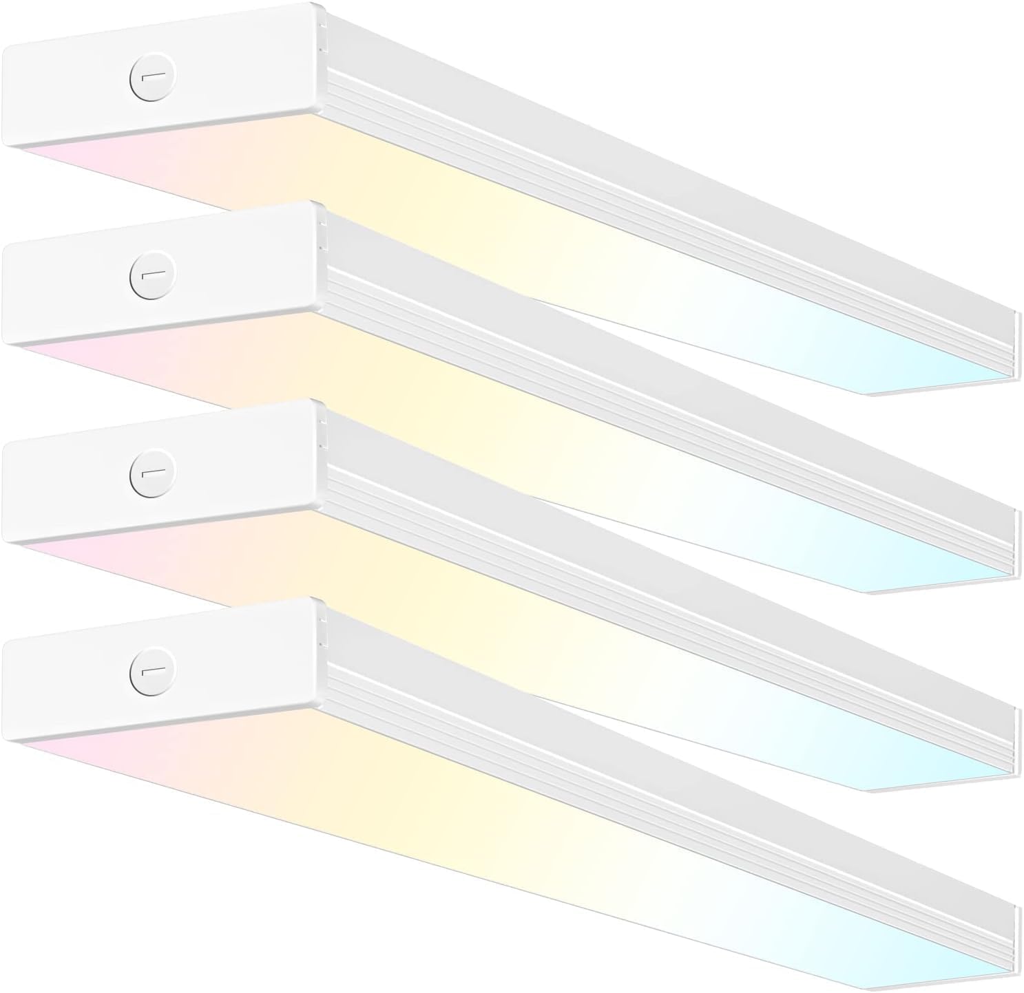 4 Pack 4FT LED Wraparound Light with 3 Wattages/3 Lumens/3 CCT Selectable, 55W/65W/75W, 5500lm/6500lm/7500lm, 3000K/4000K/5000K, 4 Foot LED Wrap Light Fixture, Flush Mount Office Ceiling Light, ETL