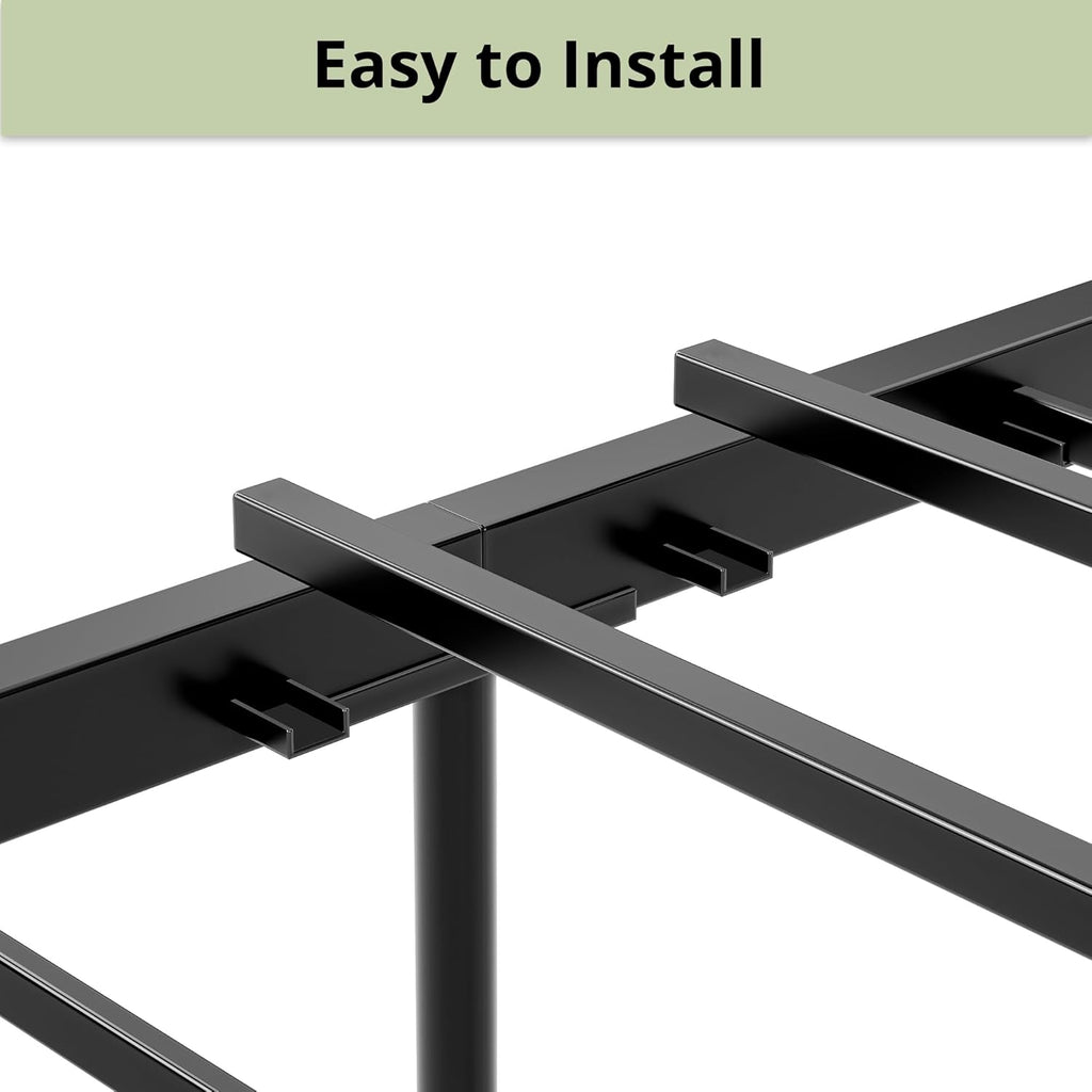 LIKIMIO King Bed Frame, Tall Industrial Headboard 51.2 ", Platform Bed Frame with Strong Metal Support, Solid and Stable, Noise Free, No Box Spring Needed, Easy Assembly, Charcoal Grey
