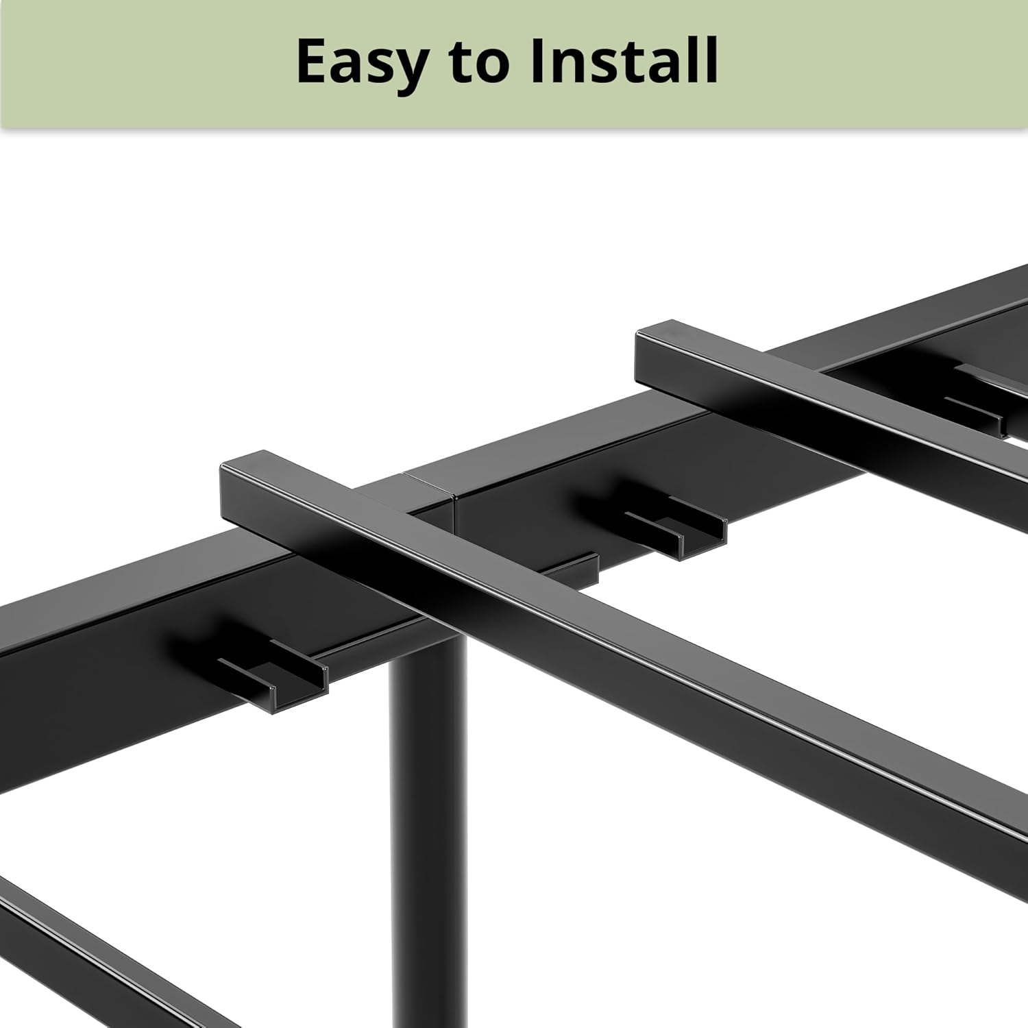 LIKIMIO King Bed Frame, Tall Industrial Headboard 51.2 ", Platform Bed Frame with Strong Metal Support, Solid and Stable, Noise Free, No Box Spring Needed, Easy Assembly, Charcoal Grey