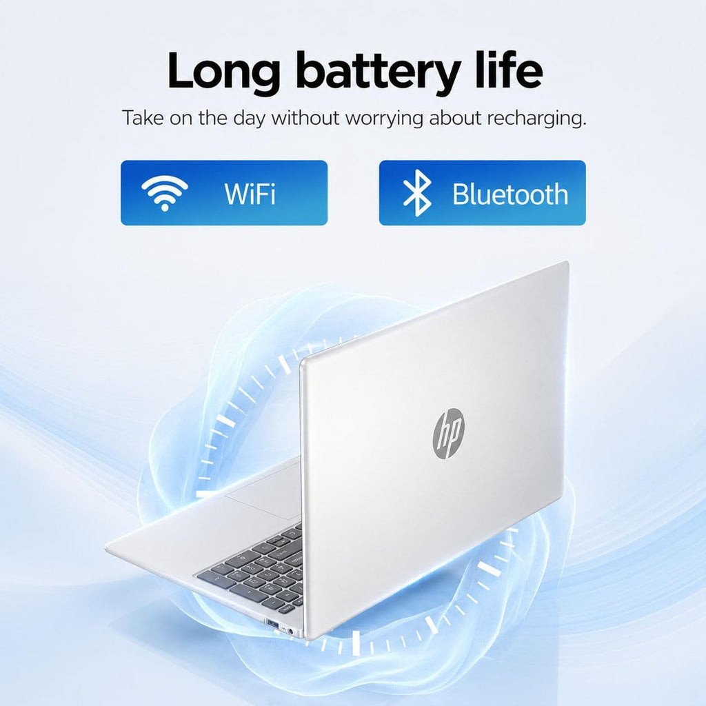 HP 2026 15.6" FHD Business & Academic Laptop • Intel Core 7 150U (10 cores, 5.4 GHz) • 8GB RAM • 256GB SSD • Copilot Key • Webcam • HDMI • Wi-Fi 6 • Windows 11 Home • Natural Silver • WOWPC USB