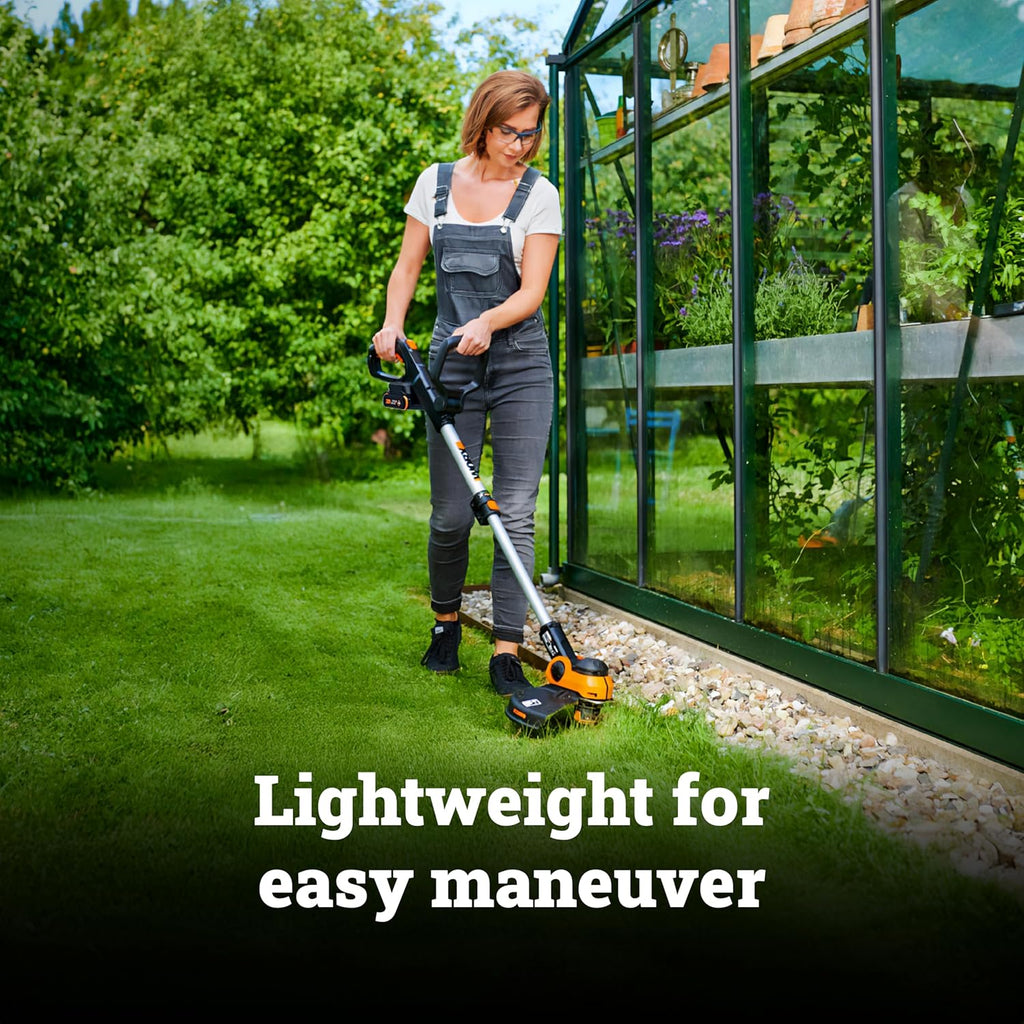 WORX Cordless String Trimmer & Lawn Edger, 12'' Electric Weed Wacker with Command Feed, 20V Weed Eater with 5.5 LBS, 2 Batteries & Charger Included, WG163