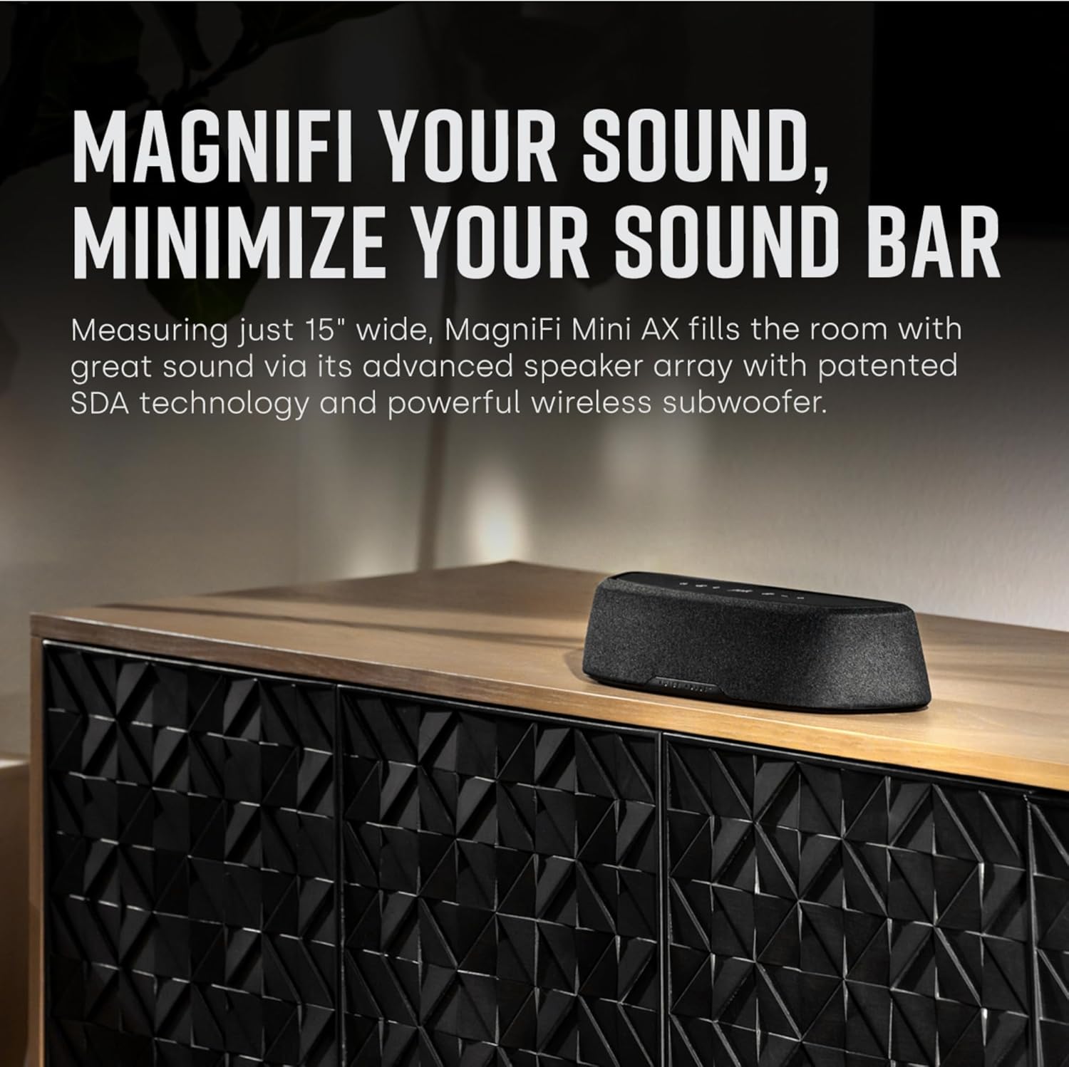 Polk Audio MagniFi Mini AX Sound Bar for TV with Wireless Subwoofer, Dolby Atmos and DTS:X Certified, Polk's patented VoiceAdjust & SDA technologies, Ultra-Compact Design, Easy Setup, Black