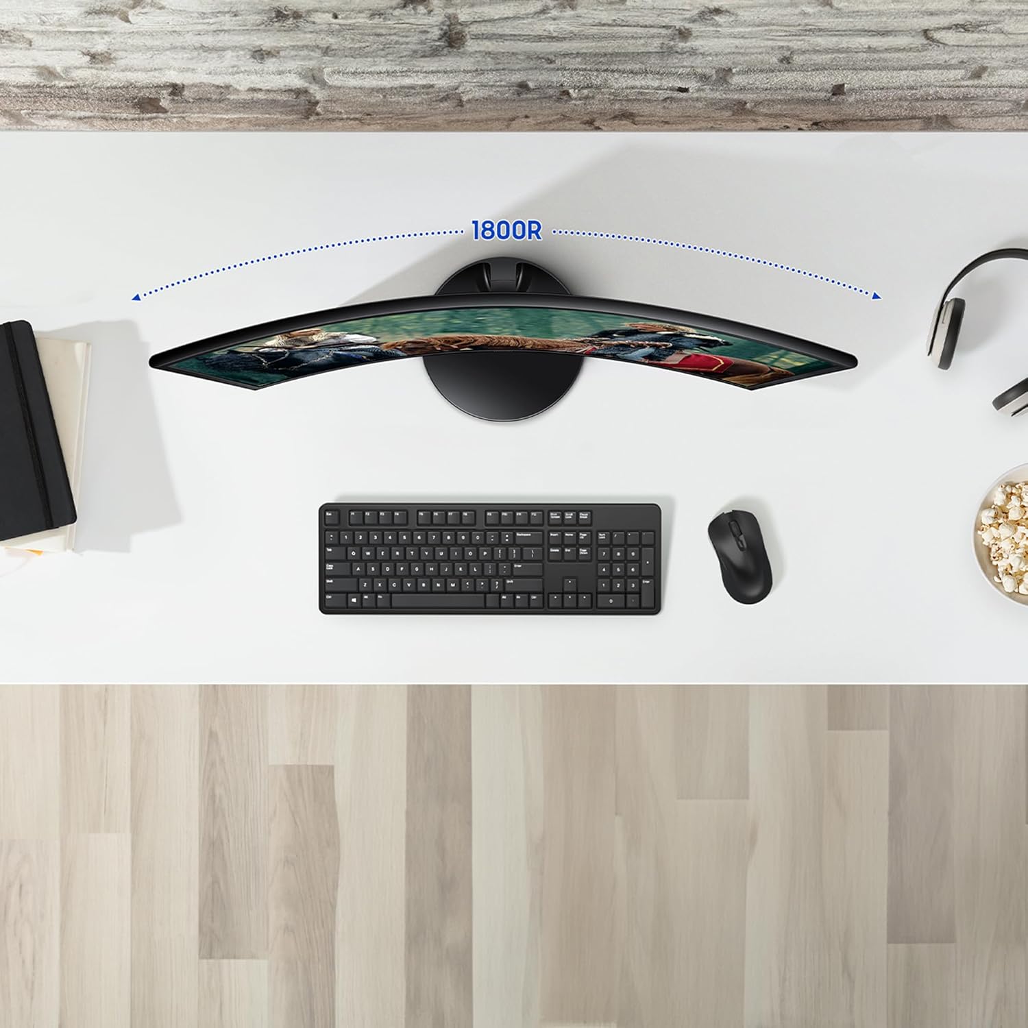 Samsung 27" Essential S3 (S36GD) Curved Monitor - FHD, 1800R Curved Screen, 100Hz, Eye Saver Mode, Game Mode, HDMI D-sub, LS27D36CGANXZA