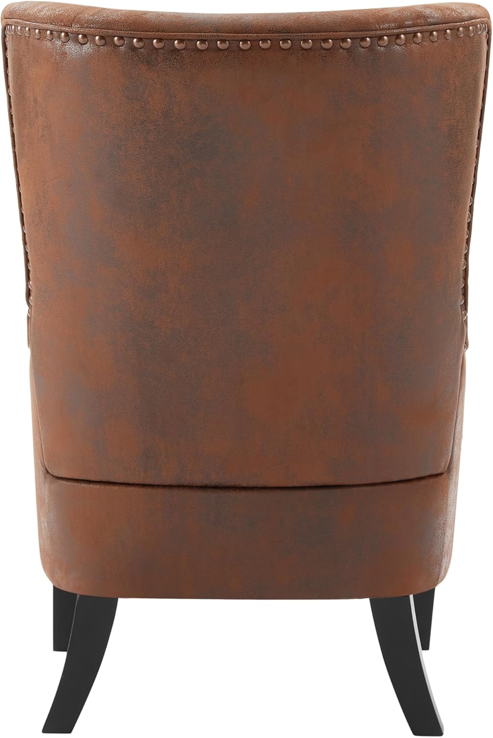 Christopher Knight Home Elber Mid-Century Modern Wingback Accent Chair Set of 2, Faux Suede Fabric Upholstered Club Chairs Set with Cushions, Wooden Comfy Reading Chair for Bedroom Living Room, Brown