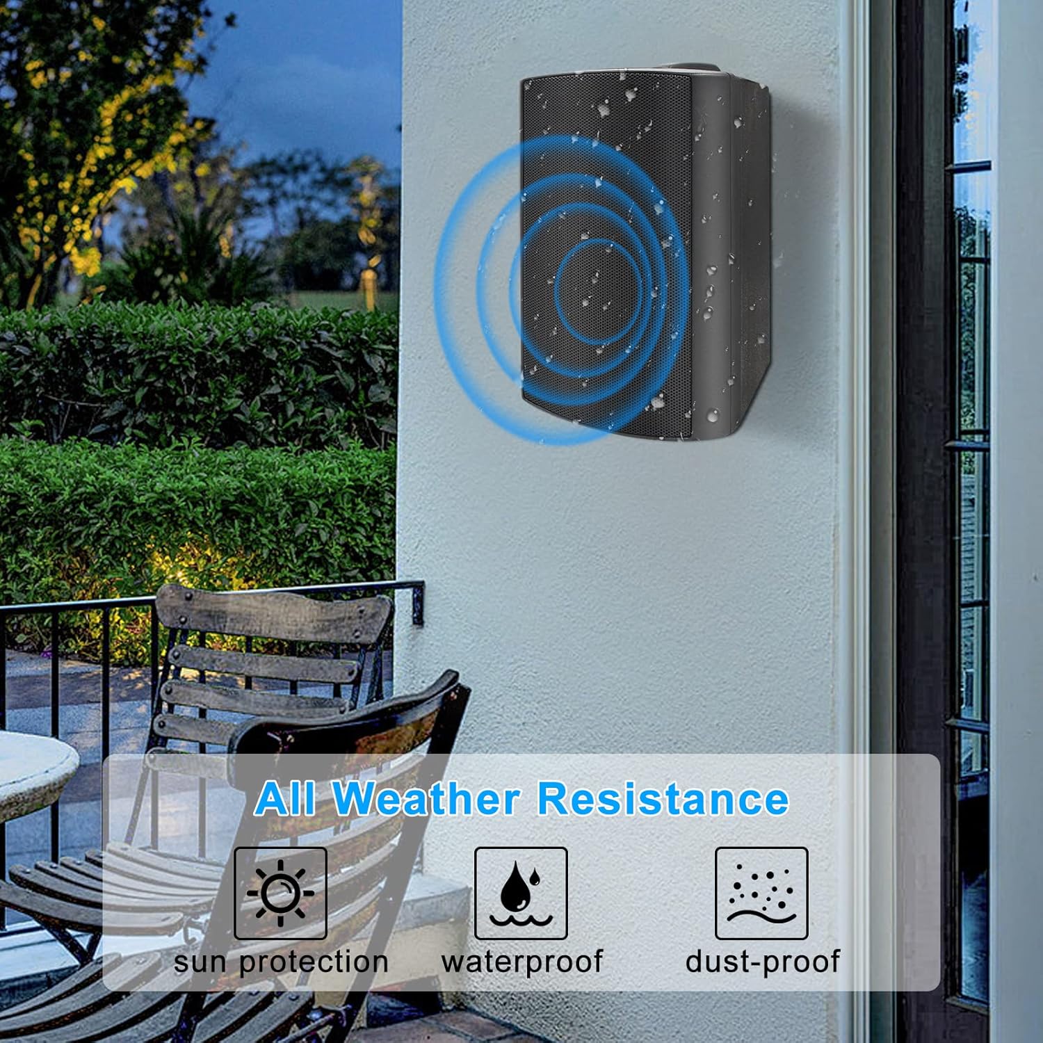 Herdio 5.25 Inches 600 Watts Passive Indoor Outdoor Speakers Wired Waterproof,Wall Mount Speakers with Loud Volume Suitable for Patio,Garden Home Theater,Black (2 Pairs)
