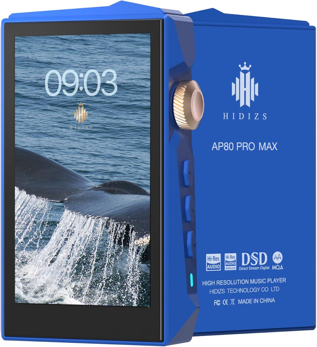 HIDIZS AP80 Pro MAX DAP MP3 Player with Bluetooth 5.1, 2.4G WiFi Hi-Res Streaming Playback, DLNA & AirPlay Wireless, Dual ES9219C DAC Chips Hi-res Audio Player, 2TB SD Card Exention, Blue