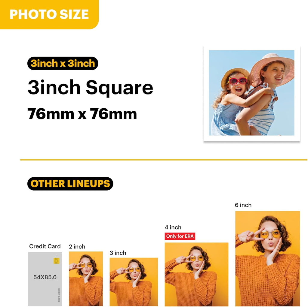 KODAK Mini Shot 3 ERA 3x3” Instant Digital Camera & Photo Printer, 38 Sheets, 2-in-1 Portable Print Camera, Bluetooth Smartphone Printer for iPhone & Android, 4PASS Dye Sublimation, Yellow