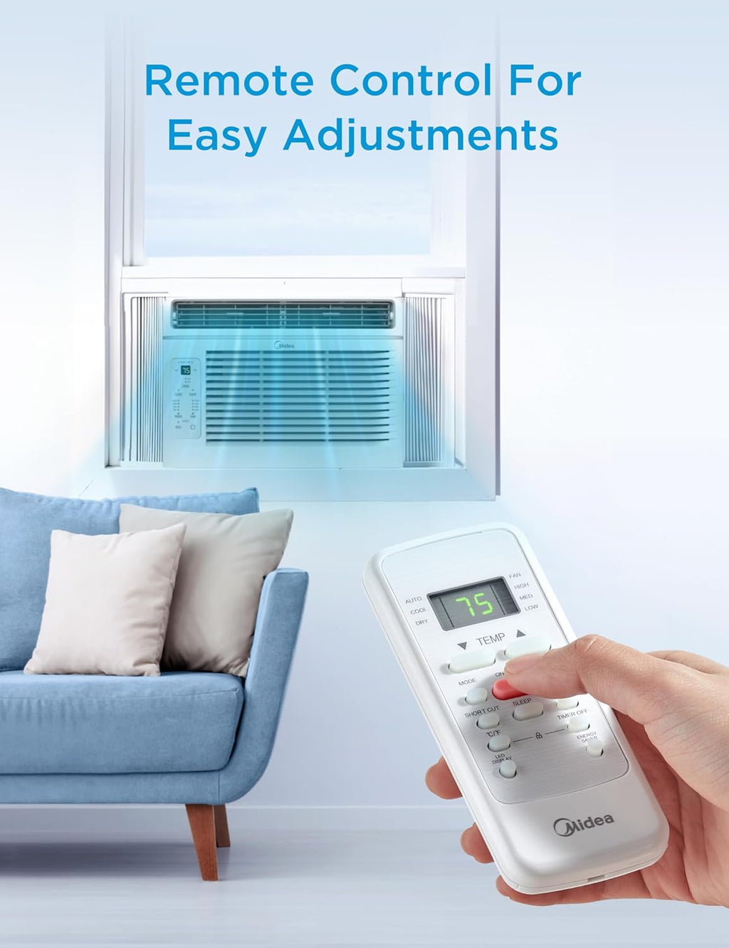 Midea 6,000 BTU Window Air Conditioner, 3-in-1 Cool/Fan/Dehumidifier Window AC Unit, Easycool Air Conditioner with Remote Control, Cools up to 250 Sq. Ft., Fits bedroom, study, office