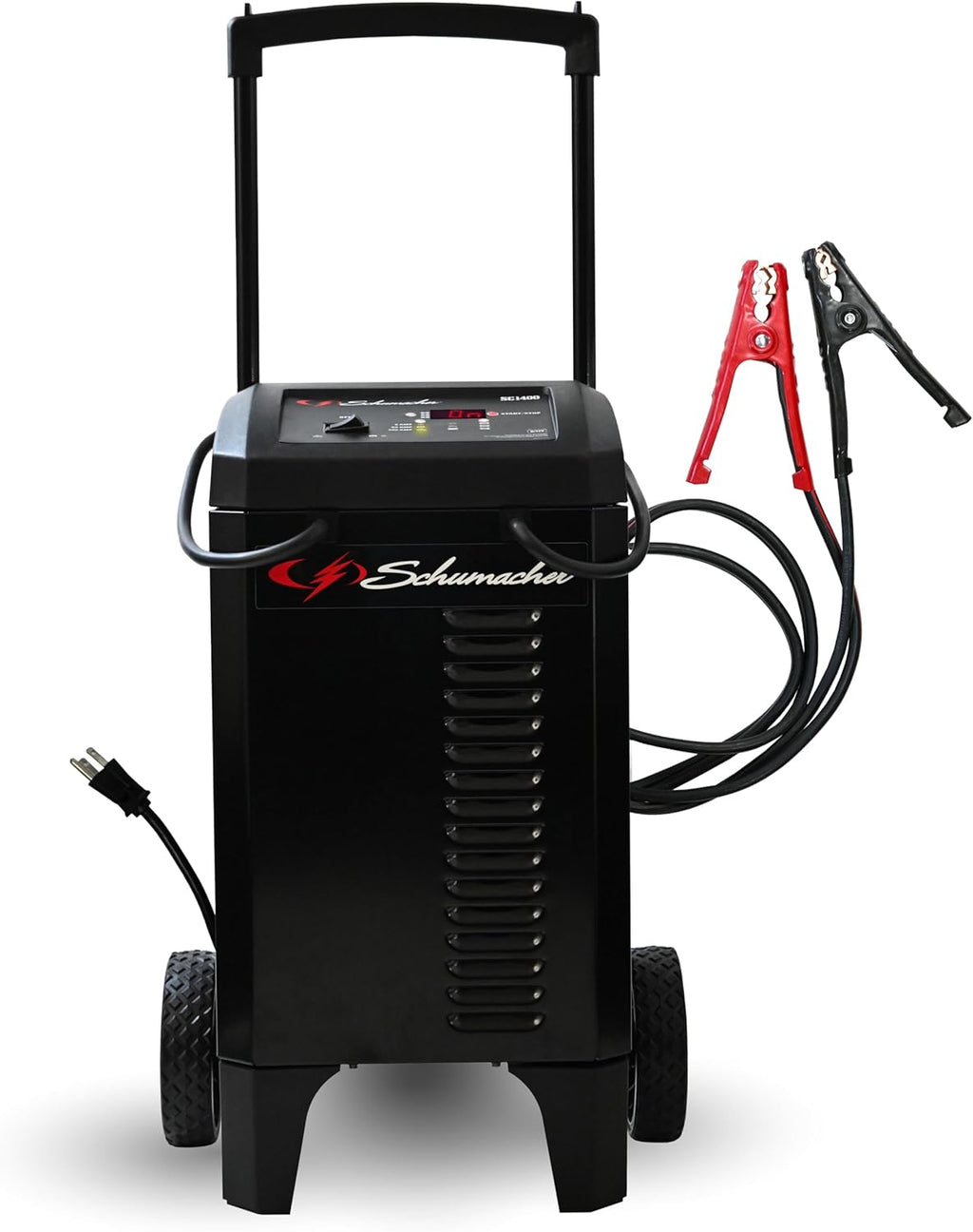 Schumacher Electric Wheeled Automatic 6A Car Battery Charger and 300A Engine Starter, 4-in-1 Solution, Maintainer, 60A Boost, for 6V/12V Power Sport, Automotive, and Marine Batteries, SC1400
