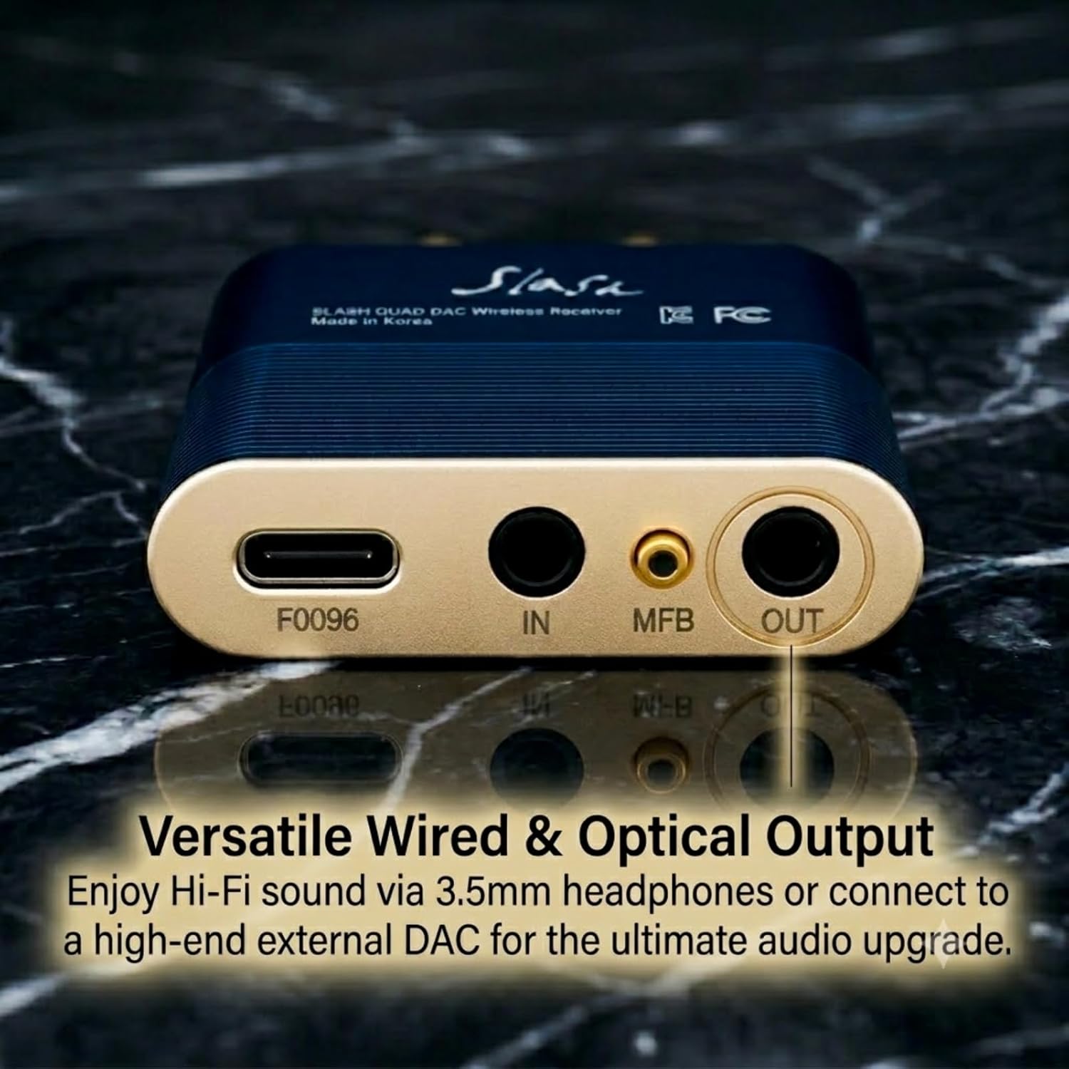 Slash6 Hi-Res Bluetooth Audio Receiver for Home Stereo, Audiophile Wireless Adapter with ESS Quad DAC (ES9219), Optical in/Out, USB DAC Mode, LDAC & aptX Adaptive/HD, AAC