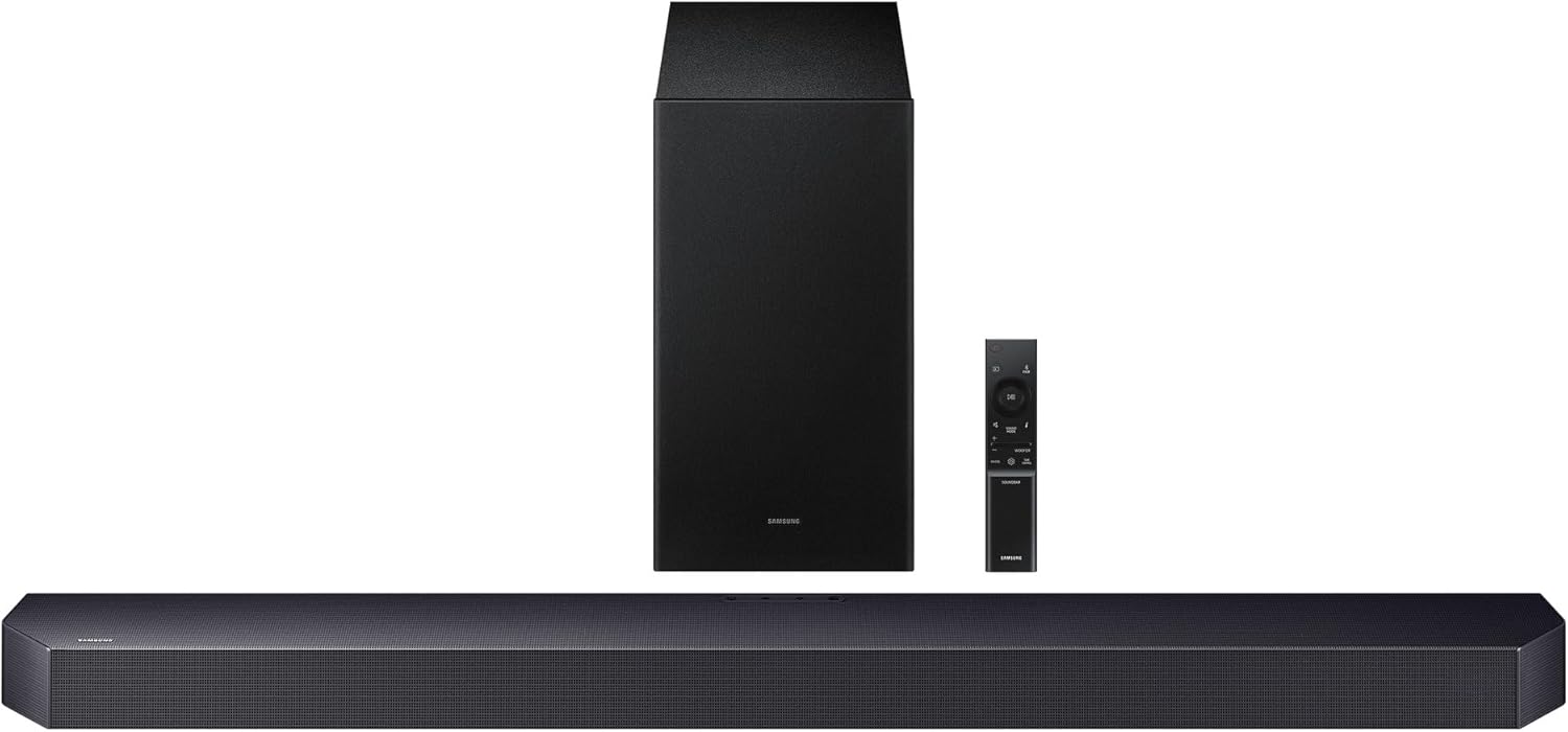 Samsung Q-Series Soundbar HW-Q600F, 3.1.2 Channel, Dolby Atmos Soundbar with Wireless Subwoofer, Q-Symphony, Adaptive Sound, SpaceFit Sound, Game Pro Mode, 4K Pass-Through Home Theater Audio System