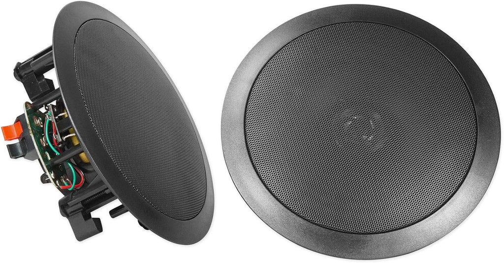 Rockville HC85 8-in 700-Watt in-Ceiling Home Theater Speakers 8-Ohm Black, Polypropylene Cone, Mylar Dome Tweeter, Paintable Grills, 4-Piece