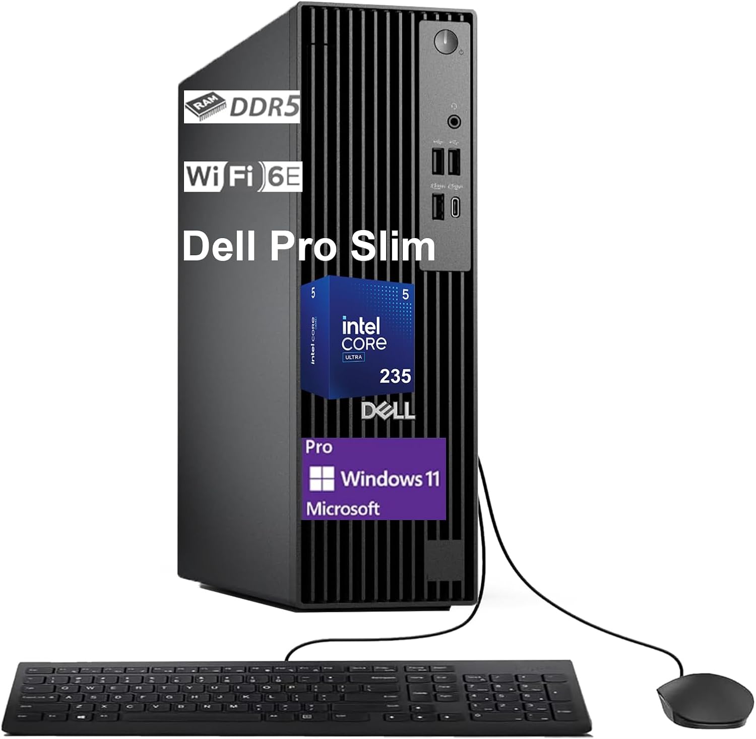 Dell Pro Slim Business Desktop (Next-Gen Optiplex 7020 SFF) Intel Core Ultra 5 235, up to 5 GHz, 16GB DDR5 RAM, 512GB SSD, HDMI & DP, WiFi 6E, RJ-45, Windows 11 Pro, Wired KB & Mouse