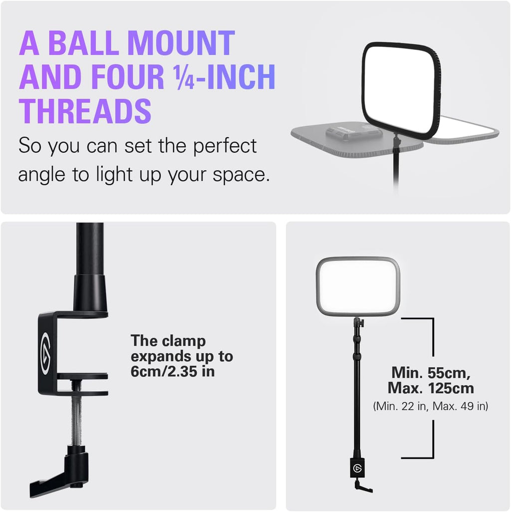 Elgato Key Light - Professional 2800 lumens Studio Light with Desk clamp for Streaming, Recording and Video Conferencing, Temperature and Brightness app-Adjustable on Mac, PC, iOS, Android