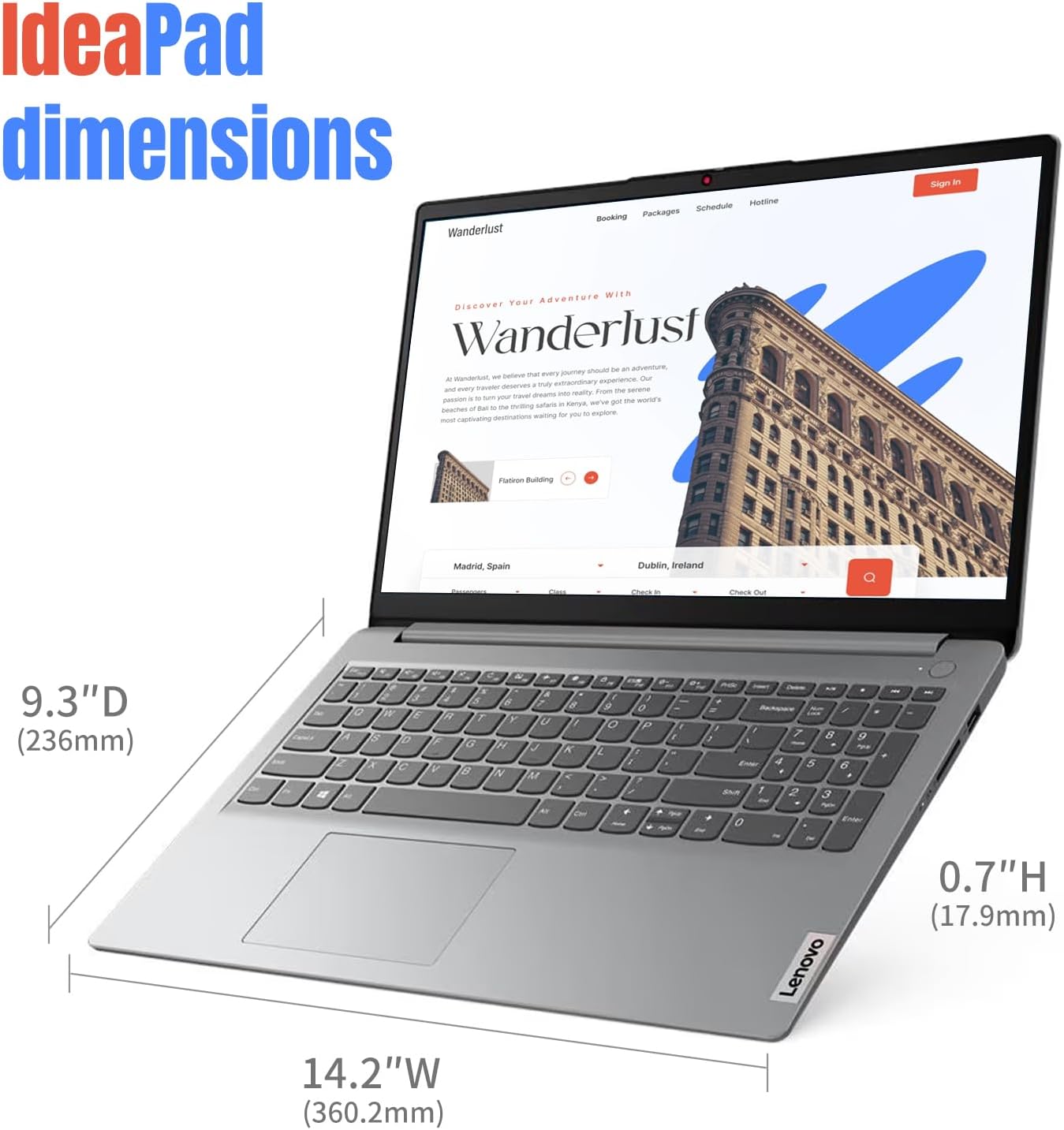 Lenovo Ideapad 15.6" Laptop,8GB RAM,128GB eMMC,Intel Multi-Core,HD+ Display,Office 365,Numeric Keypad,Wi-Fi 6,Windows 11 Home,EUK Accessories,Grey