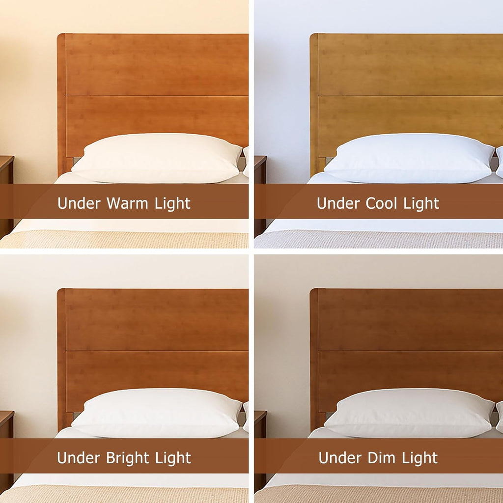 Merax Queen Size Bamboo Platform Bed, Mid-Century Modern Bed Frame with Tall Headboard, Solid Sustainable Bedframe Queen-size, Wood Slat Support, No Box Spring Needed, Easy Assembly, Noise Free, Brown