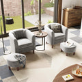 LINSY Accent Chair Set of 2, Velvet Barrel Chair with Ottoman, Modern Comfy Small Armchair for Small Spaces Reading Room Living Room Bedroom Kids Room Office, Grey