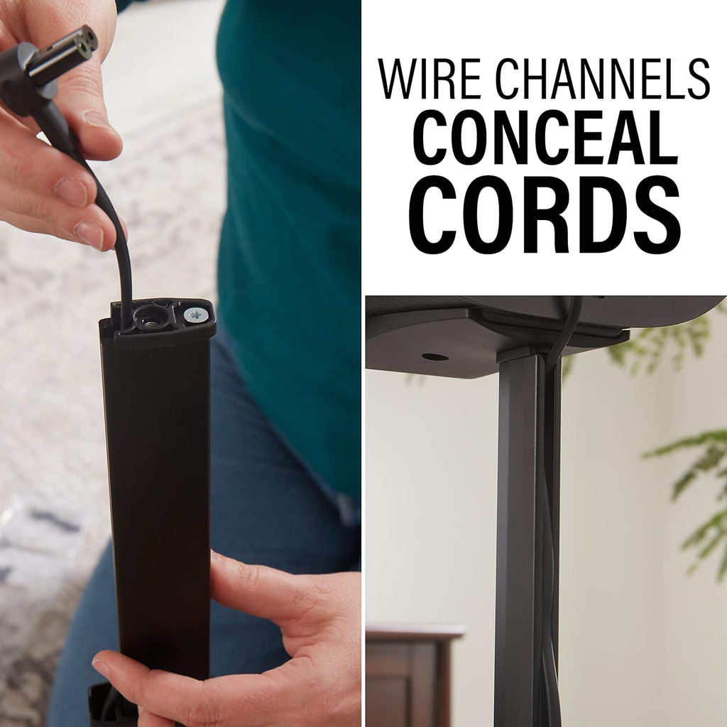 Sanus Height Adjustable Speaker Stands for Sonos Era 300™ - 17" Height Adjustment Sonos Stand Includes Carpet Spikes & Rubber Pads - Easy DIY Install Comes w/All Hardware - Black Pair