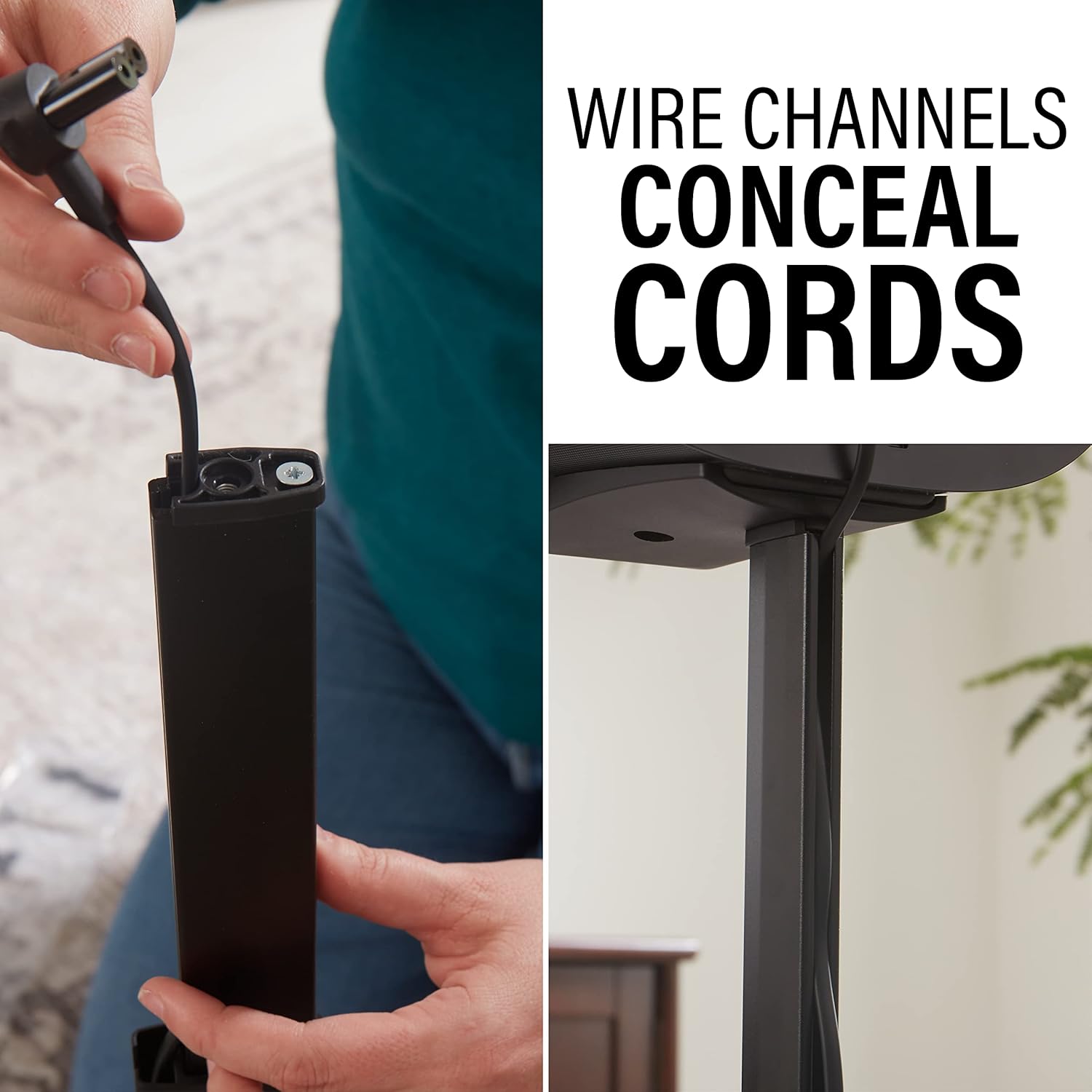 Sanus Height Adjustable Speaker Stands for Sonos Era 300™ - 17" Height Adjustment Sonos Stand Includes Carpet Spikes & Rubber Pads - Easy DIY Install Comes w/All Hardware - Black Pair