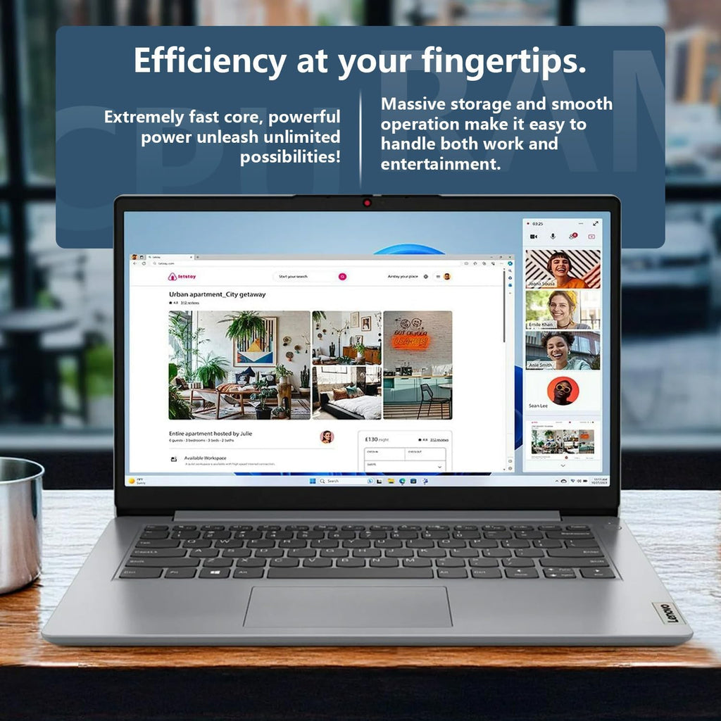 Lenovo IdeaPad 1 Everyday Laptop, 14" HD Display, 8GB RAM, 384GB Storage(128GB eMMC + 256GB PCIe), 1 Yr Office 365 Included, Intel Core Processor, Win 11 Home, Bundle with Thunderobot Wireless Mouse