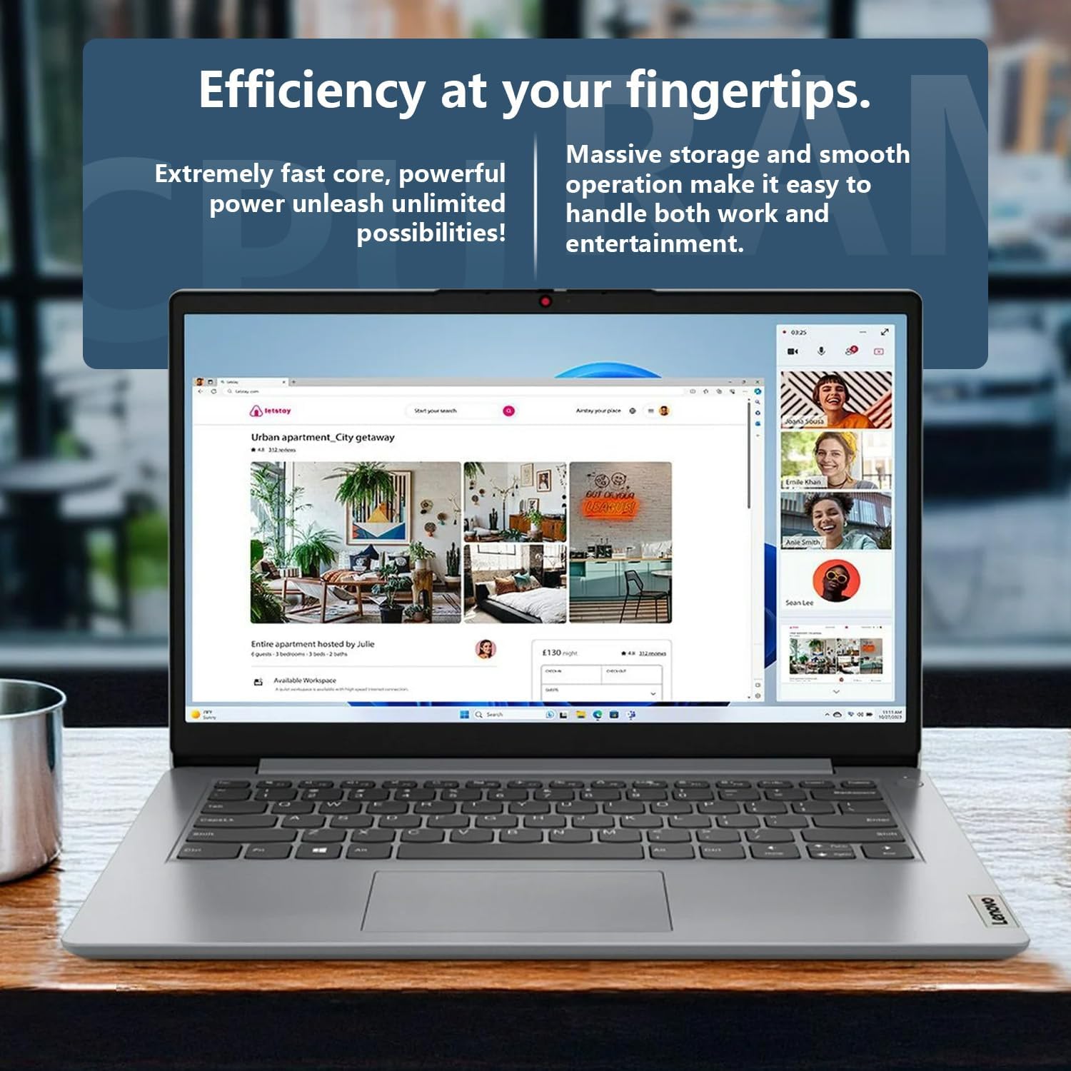 Lenovo IdeaPad 1 Everyday Laptop, 14" HD Display, 8GB RAM, 384GB Storage(128GB eMMC + 256GB PCIe), 1 Yr Office 365 Included, Intel Core Processor, Win 11 Home, Bundle with Thunderobot Wireless Mouse