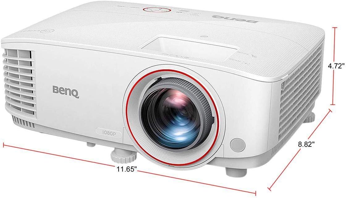 BenQ TH671ST 1080p DLP Home Theater Short Throw Projector, 3000 Lumens, Low Input Lag for Gaming, Ambient Light Sensor (Renewed)