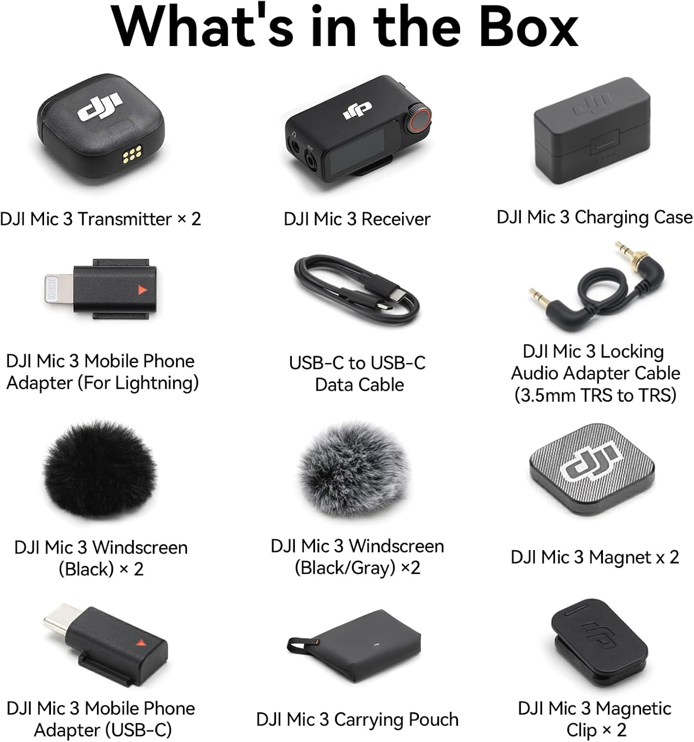DJI Mic 3 Bundle (2 TX + 1 RX + Charging Case), Wireless Microphone for iPhone/Android/Camera, 32-bit Float Internal Recording, Dual Band Anti-Interference, 28h Use, Available for Lightning Device