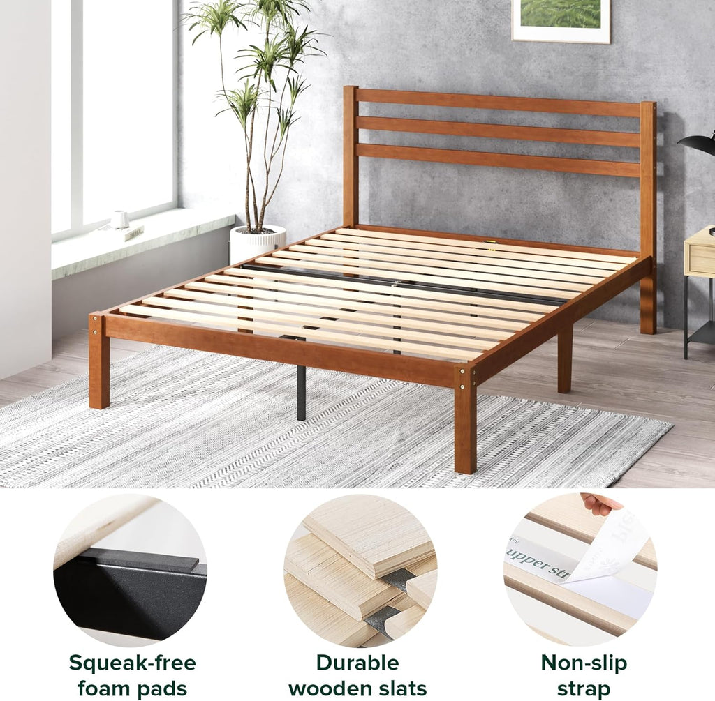 Zinus Leah Bamboo Platform Bed Frame with Headboard, No Box Spring Needed, Wood Slat Support, Easy Assembly, Queen