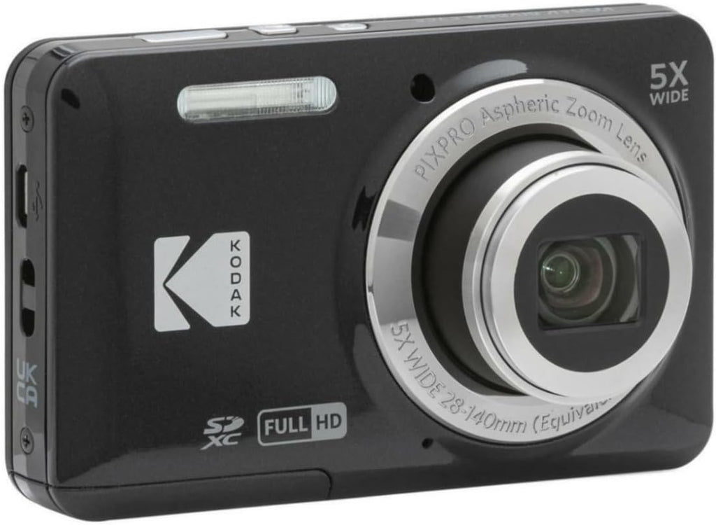 Kodak PIXPRO Friendly Zoom FZ55 Digital Camera (Black) Bundle with Case for Compact Cameras, and Kodak 32GB Class 10 UHS-I U1 SDHC Memory Card (3 Items)