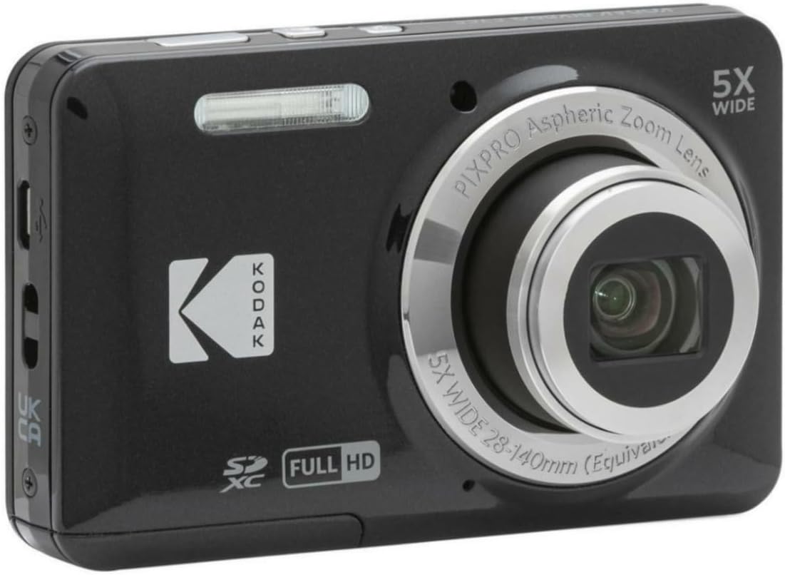 Kodak PIXPRO Friendly Zoom FZ55 Digital Camera (Black) Bundle with Case for Compact Cameras, and Kodak 32GB Class 10 UHS-I U1 SDHC Memory Card (3 Items)