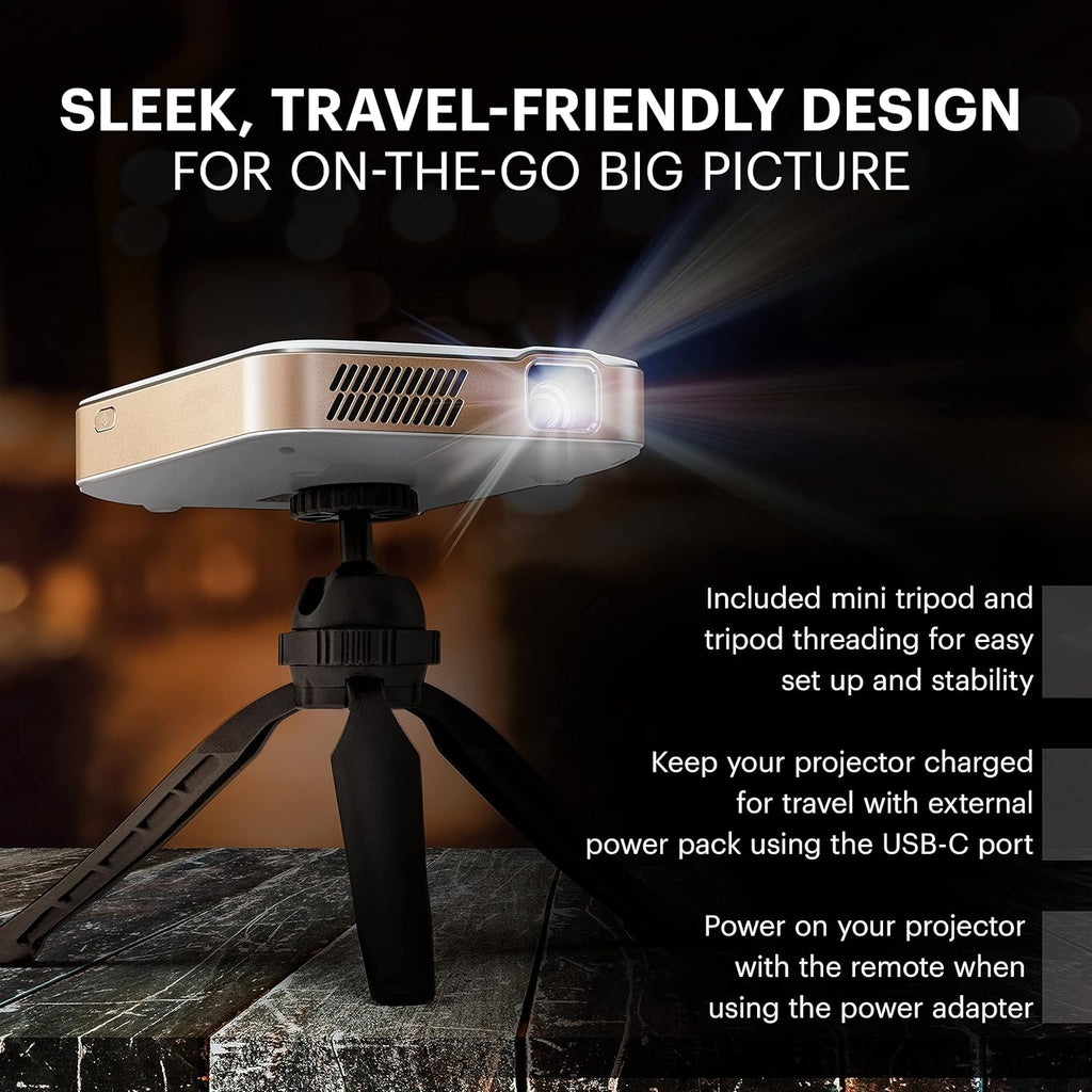 KODAK Luma 400 Mini 4K Projector - 1280x720 Native, 200 lm, 3 hr Battery - HDR10 Cinema for Home Theater System - WiFi & Bluetooth Projector for Smart TV Apps - Tripod & 150-Inch Keystone Display