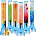 Domensi 6 Pcs Mimosa Tower Dispenser Mimosa Tower with Ice Tube and Bottomless Beer Margarita Beverage Drink Tabletop Liquor Dispenser for Bar Party(3L,Blue)