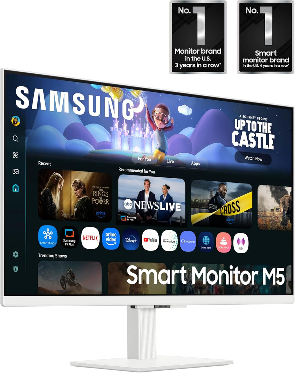 Samsung 27-Inch M5 (M50F) Series FHD Smart Monitor with Streaming TV, Speakers, HDR10, Gaming Hub, Multiple Ports, Workout Tracker, Vision Accessibility Tools, White, LS27FM503ENXZA