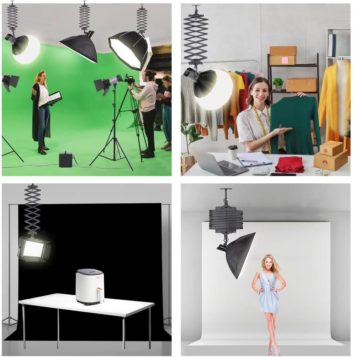 Photography Ceiling Rail System 2M Lifting Constant Force Hinge kit with Safety Rope Accessories for Live Broadcast Studio Photography Flash Specialized Equipment