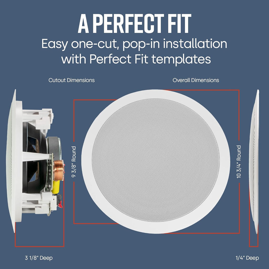 Polk Audio RC80i 2-Way Premium In Ceiling Speakers 8" Round Perfect for Damp and Humid Indoor/Outdoor Placement - Bluetooth Ceiling Speakers, 1 Pair