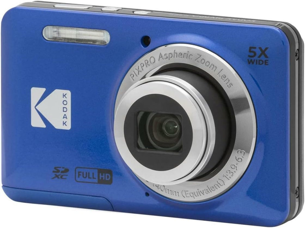 KODAK PIXPRO Friendly Zoom FZ55-BL 16MP Digital Camera with 5X Optical Zoom 28mm Wide Angle and 2.7" LCD Screen (Blue) Bundle with Protective Case, 32GB Memory Card (3 Items)