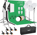 EMART 8.5 x 10 ft Backdrop Support System, Professional Photography Lighting Kit with 5500K 50W LED, 6 * 9ft Backdrop *3, Reflector,Umbrellas&Softbox Lighting Kit for Studio, Portrait, Video Shooting