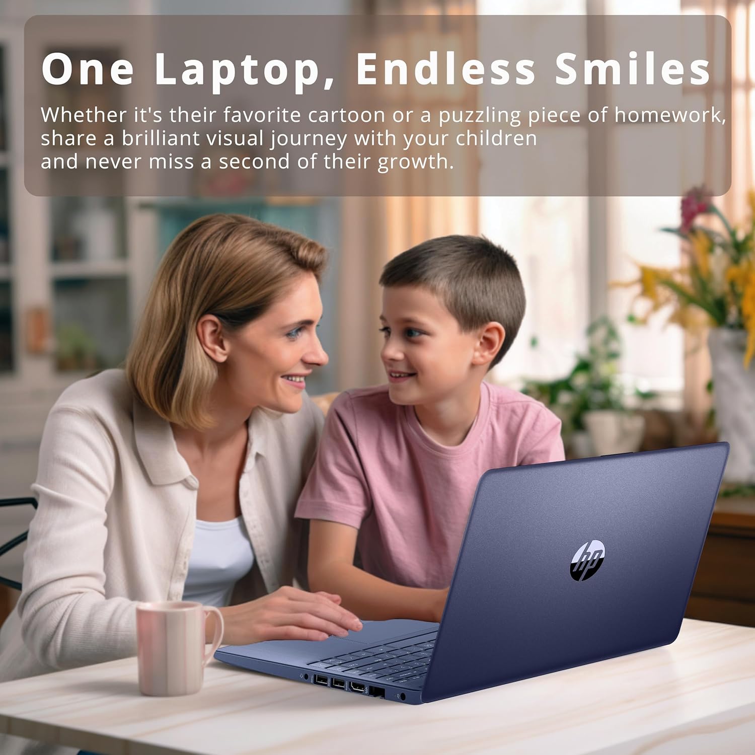 HP 14" HD Laptop, Windows 11, Intel Celeron Dual-Core Processor Up to 2.60GHz, 4GB RAM, 64GB SSD, Webcam, Dale Blue (Renewed)
