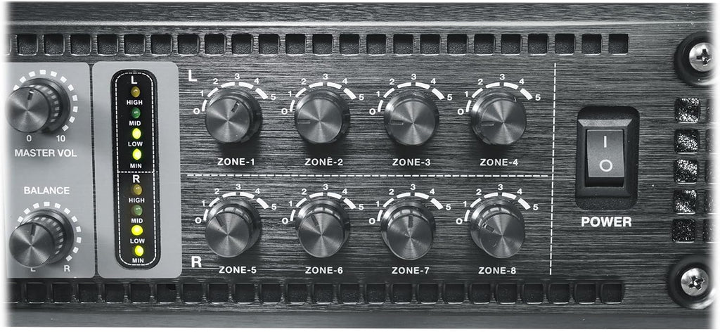 Rockville PRE-70V 8-Zone Stereo Preamp Mixer with Bluetooth, USB/SD/FM, Mic Inputs, Chime, Bass/Treble Control, for 70V Audio Systems