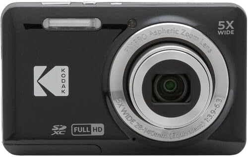 Kodak Pixpro FZ55 Digital Camera (Black) Bundle, Includes: SanDisk 128GB Memory Card, Hard Shell Camera Case, SD Card Reader and More (6 Items)