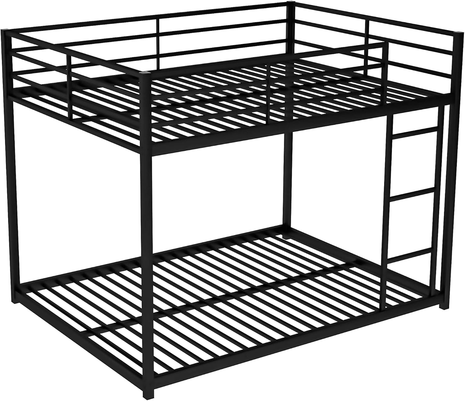 Bellemave Full Over Full Bunk Bed, Heavy Duty Metal Bunk BedFrame with Ladder and Guardrail for Kids, Adults, Cannot be Split, Black