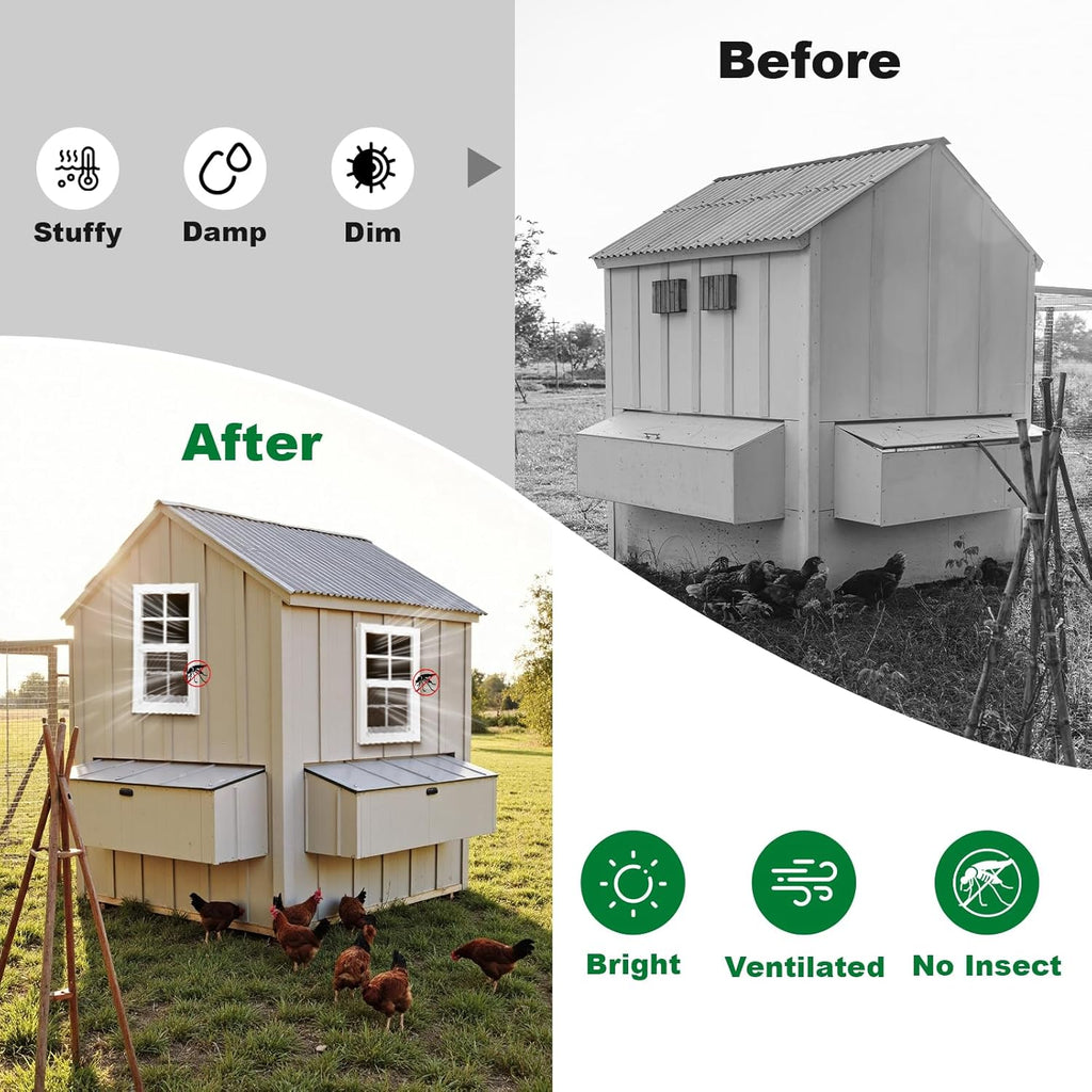 24" x 36" Shed Windows 2 Pack, Small Sliding Window with Tempered Glass & Metal Mesh Screen, Flush Mount Windows for Shed Chicken Coop Barn Household Garage Basement Cabin Playhouse