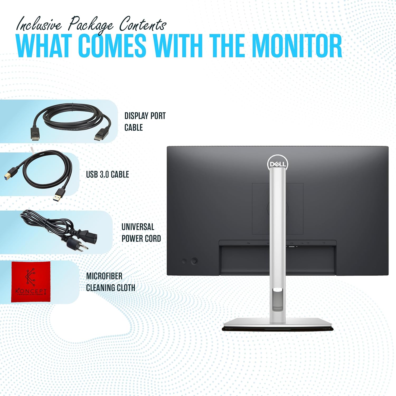 P2425H for Dell Replacement - Computer Monitor Screen 24" 16:9 IPS Bundle with Stand - Full HD, 1920 x 1080-1 Year Warranty - LED, 100Hz - with DisplayPort & USB 3.0 Upstream Cable - New Model