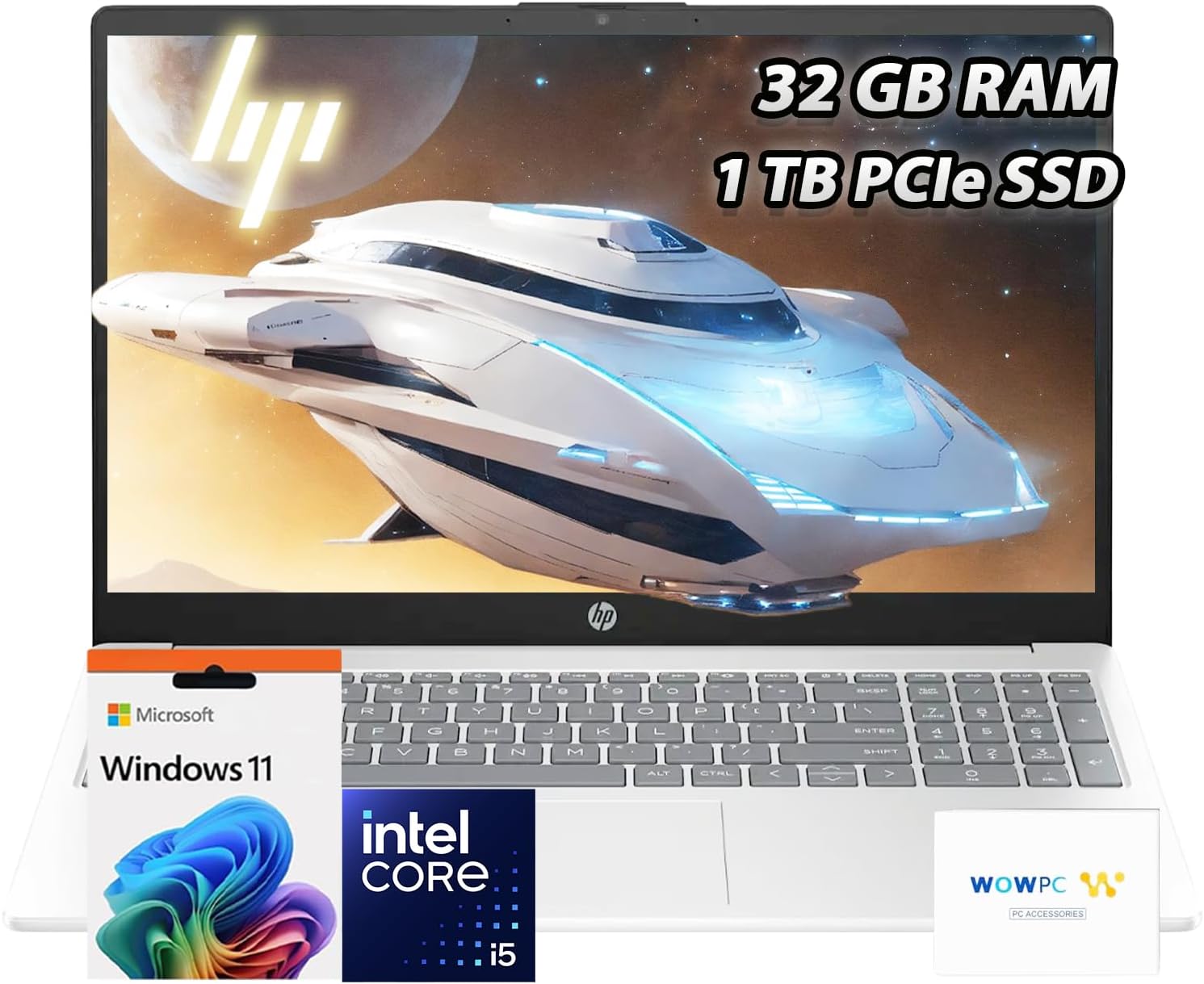 HP Pavilion 15.6" FHD Laptop | 32GB RAM • 1TB PCIe SSD | Intel Core i5-1235U (10 Core) Processor | Copilot & AI Ready | Bluetooth | HDMI | Wi-Fi 6 | Windows 11 | WOWPC Recovery USB