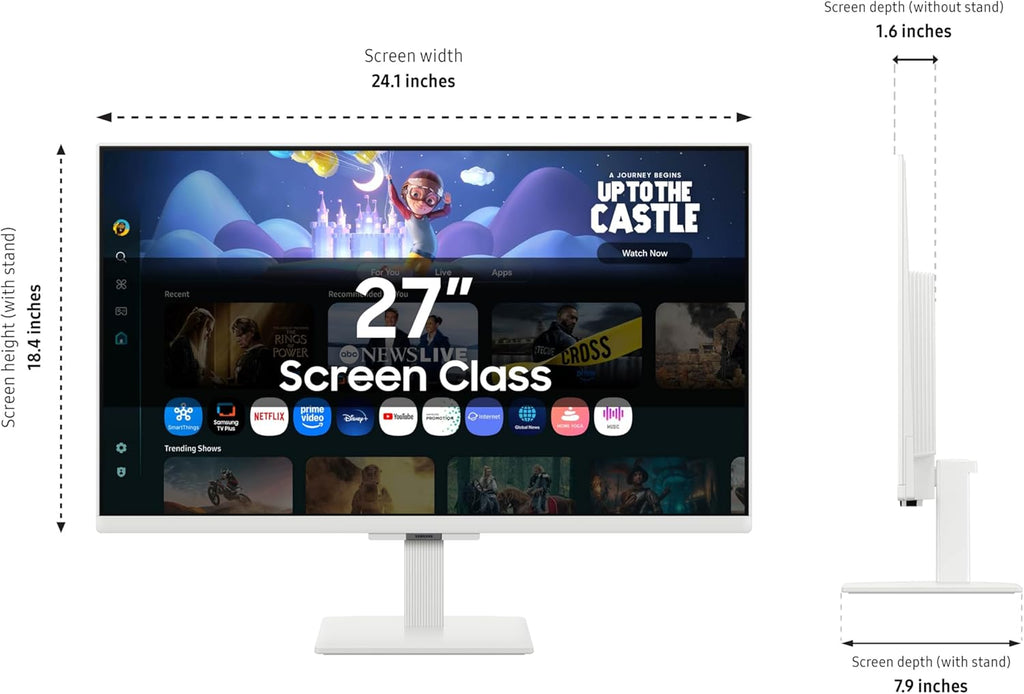 Samsung 27-Inch M5 (M50F) Series FHD Smart Monitor with Streaming TV, Speakers, HDR10, Gaming Hub, Multiple Ports, Workout Tracker, Vision Accessibility Tools, White, LS27FM503ENXZA