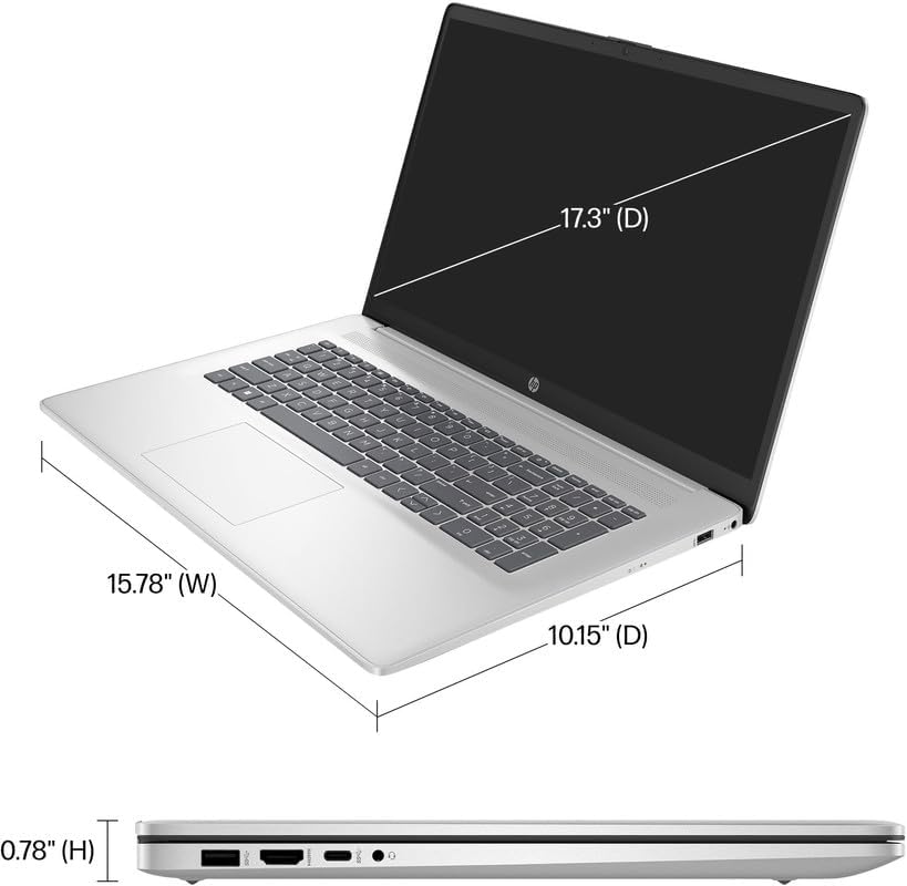 HP 17 Business Laptop 2024 Flagship, 17.3" FHD IPS Display, 6-Core Intel i3-1215U (Upto 4.4 GHz), 32GB RAM, 1TB SSD, UHD Graphics, Wi-Fi, Privacy Camera, Long Battery, Windows 11 Pro +MarxsolAccessory