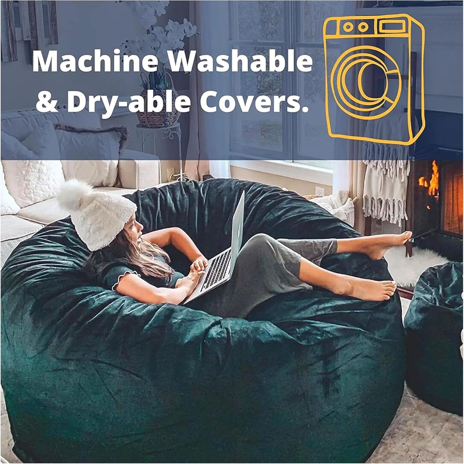 ULTIMATE SACK 5ft Bean Bag Chair & Footstool, Oversize Bean Bag Chair for Adults, Comfy Chair Bean Bag Couch Lounge Sofa Loveseat Furniture | Red Suede