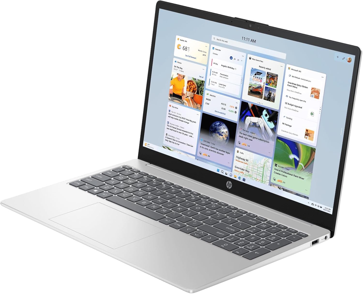 HP 15.6" FHD Laptop 2026 Notebook for Students & Remote Work, Intel N100, 32GB RAM, 1TB SSD, Lightweight, Long Battery Life, Wi-Fi 6, Office 365, Win 11 Home, Moonlight Silver, Type-C RJ45