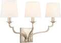 Capital Lighting 138731WG-698 Ophelia White Fabric Bath Vanity Wall Mount, 3-Light 180 Total Watts, 14" H x 25" W, Winter Gold