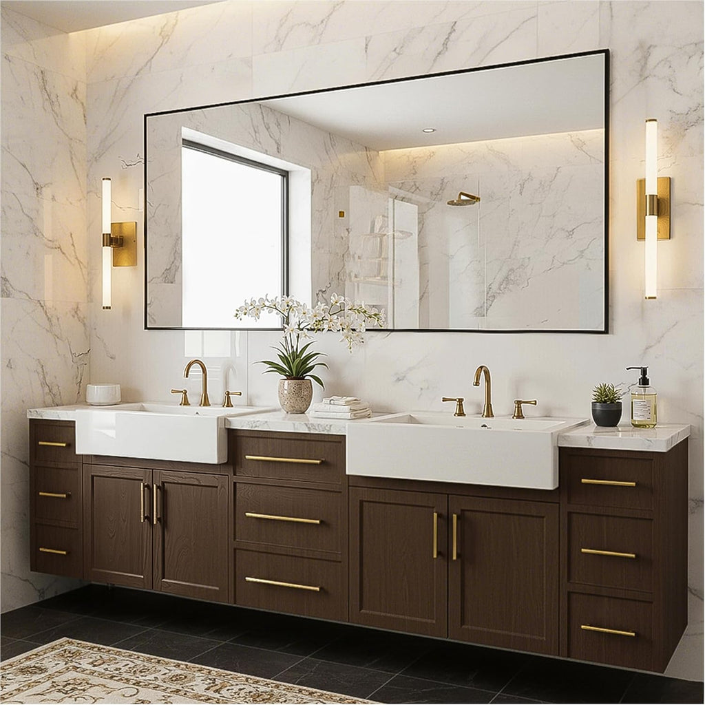 FICTOR Bathroom Vanity Mirror-Black,60x36 Inch, Shatterproof & Anti-Rust, Wall Mount Large Rectangle Mirrors with Metal Frame for Over Sink, Bathroom, Bedroom, Living Room,Entryway